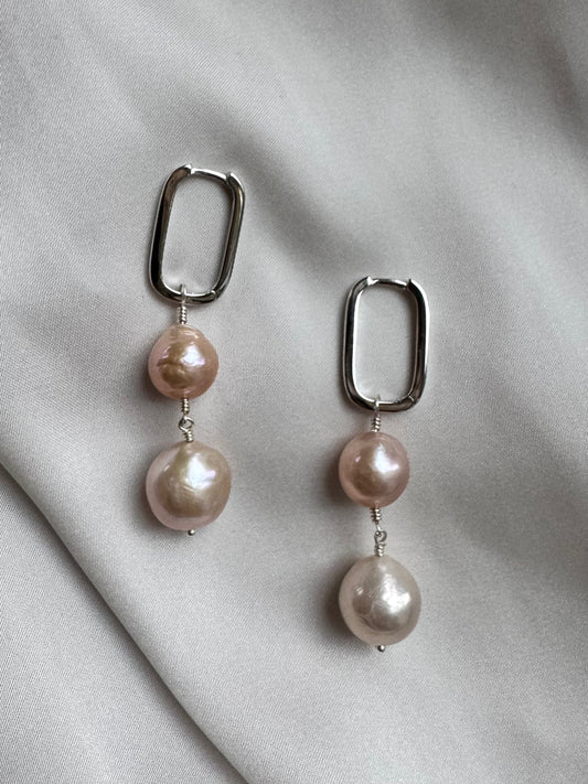 Pink Twin Drops - Sølv